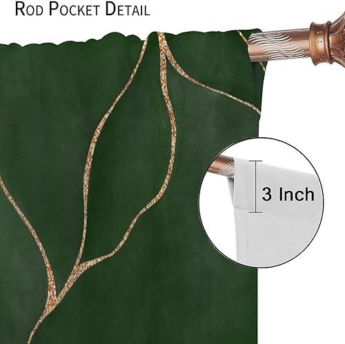 Miniatura 5 de Cortinas abstractas de hojas verdes para dormitorio, modernas y lujosas con textura de mármol verde profundo, tratamientos de ventana para sala de