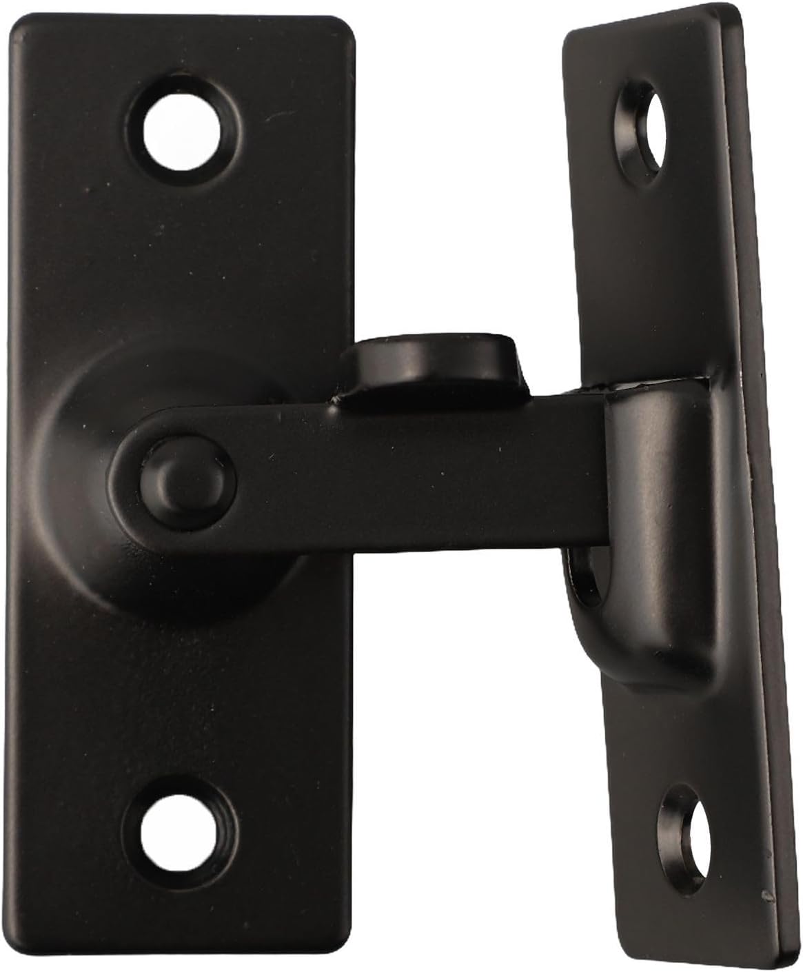 304 Stainless Steel 90 Degree Right Angle Hook Lock, Rotating Safety Latch for Sliding Doors, Cabinets and Drawers, Heavy Duty Security Bolt, Black and Silver(Black L)