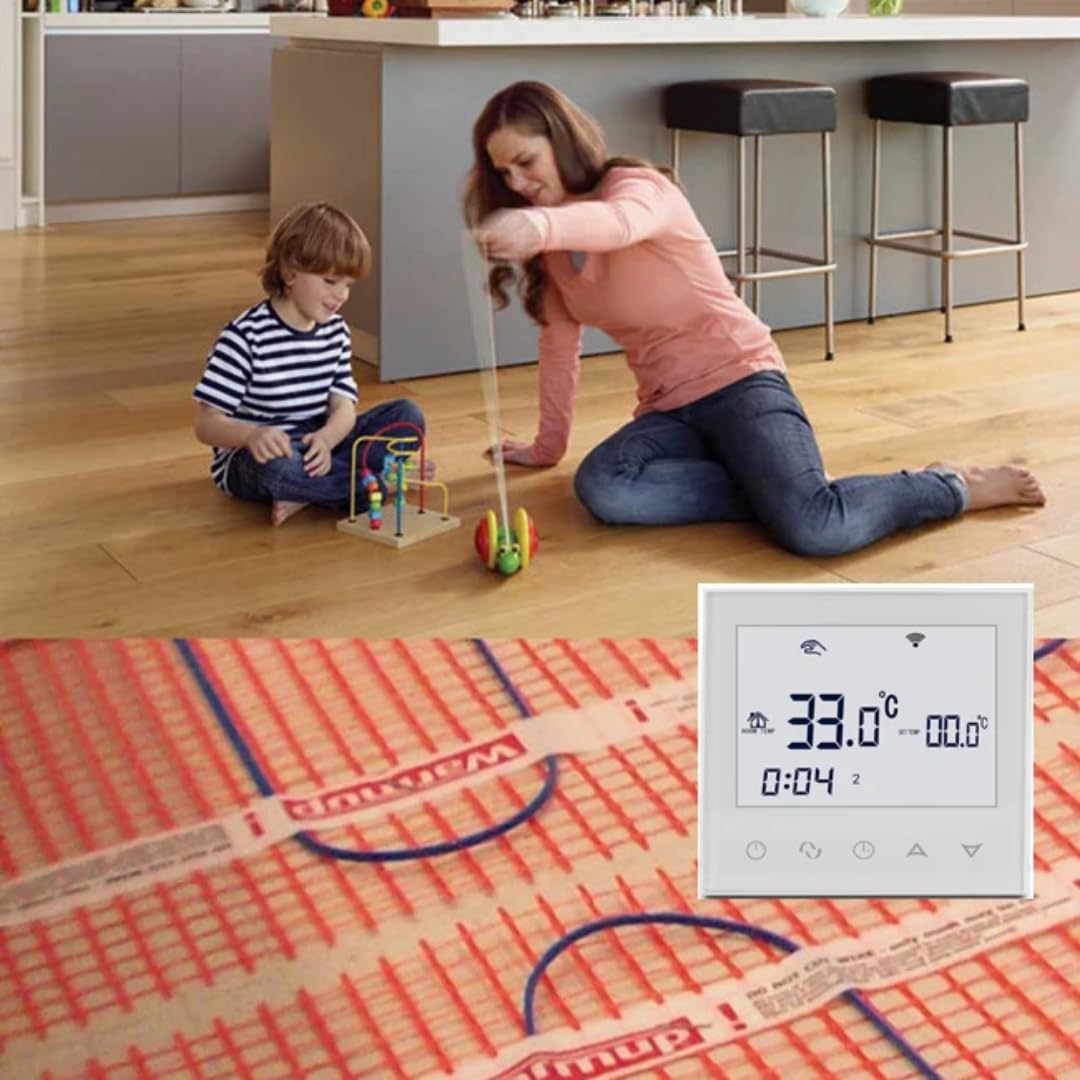 Termostato digital con teclas programable para caldera de gas mural de pared alimentado con 2 pilas AA, blanco