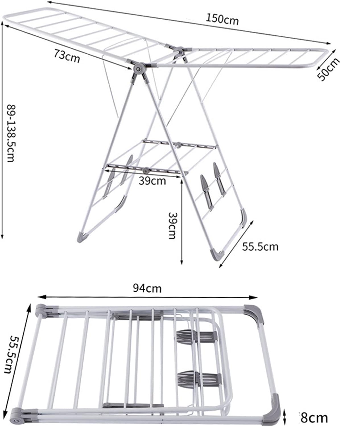 Stainless Steel Adjustable Indoor/Outdoor Laundry Drying Rack, Foldable Clothes Drying Stand for Easy Storage, Space-Saving Design, Durable & Versatile