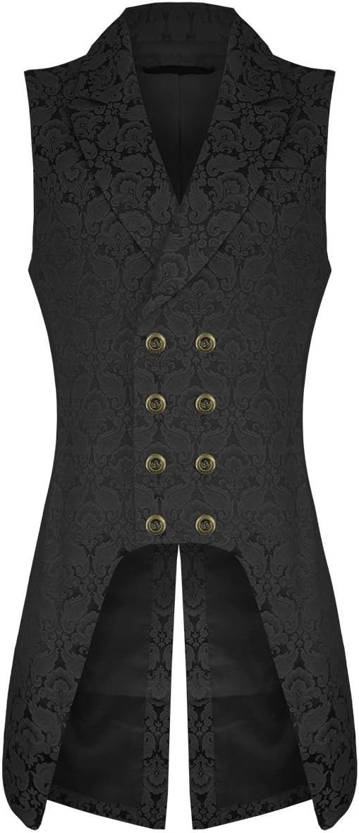 Darkrock Men's Double Breasted GOVERNOR Vest Waistcoat VTG Brocade Gothic Steampunk/ Jacket