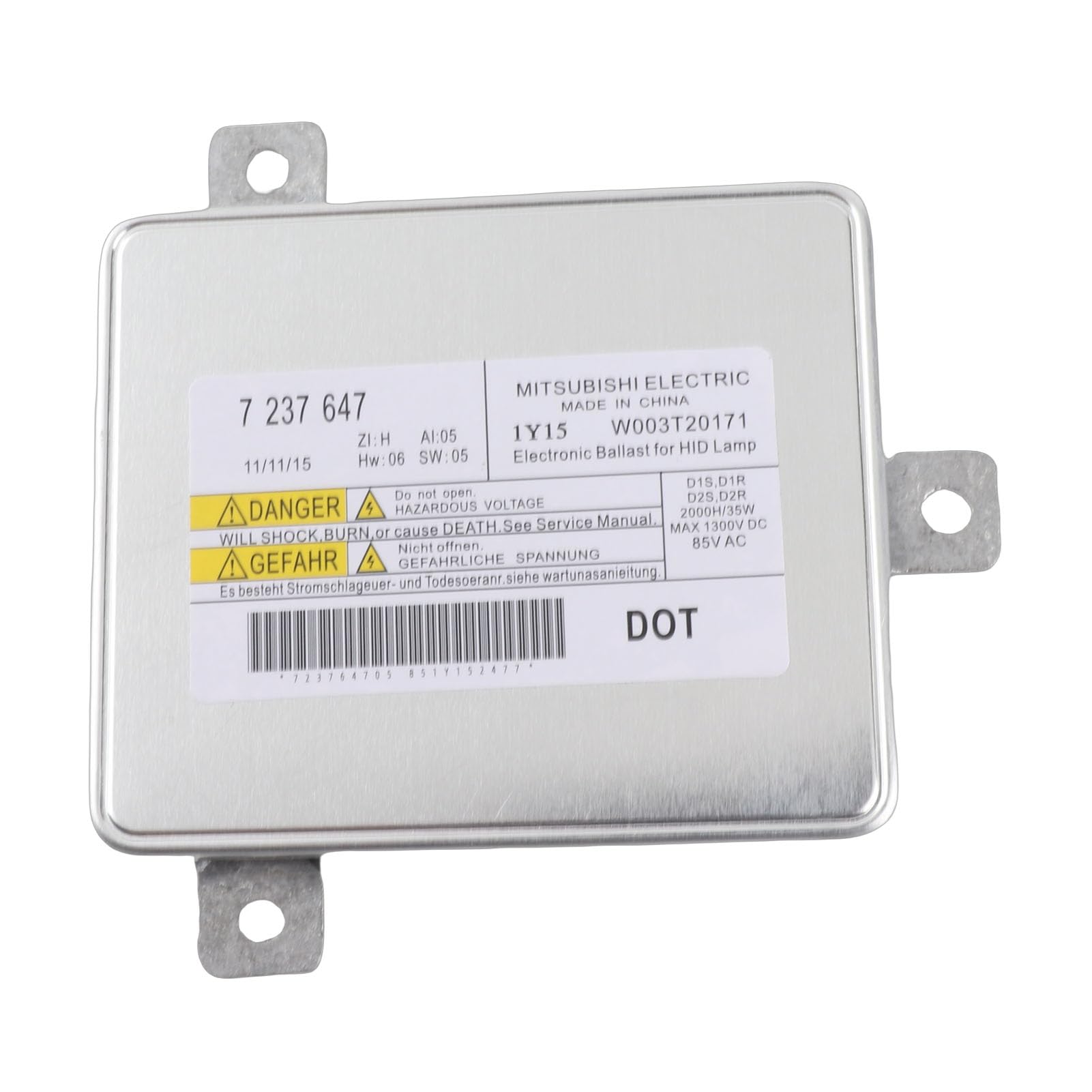 Aramox Ballast Xenon 7237647, Unidad de control de balasto de xenón D1S Faros delanteros Iluminación W003T20071 7237647 63117237647 Repuesto OEM para 118I 2012-2019 Plateado