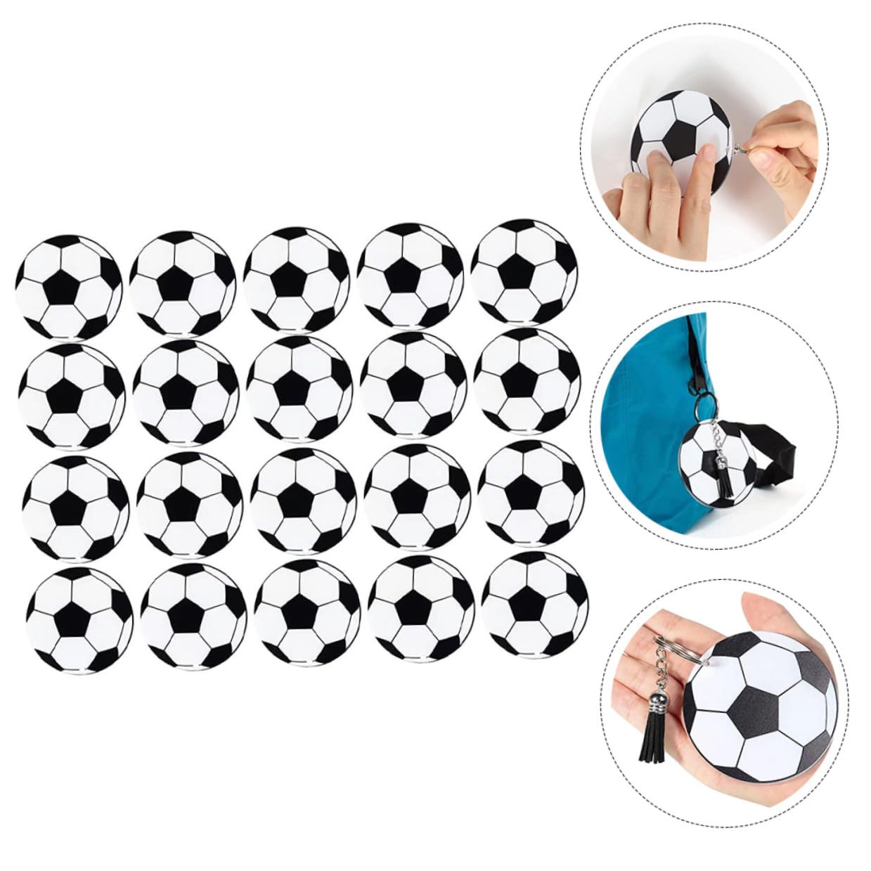 Gatuida 20 set Portachiavi Palla da Calcio in Acrilico Leggeri e Portatili Decorazioni DIY per Borse e Chiavi Gadget Sportivi per Regali e Bomboniere Party