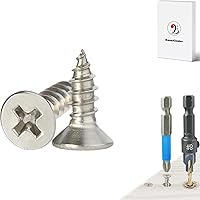 Vista 24 de Tornillos para madera, 120 tornillos Phillips de cabeza plana, tornillo de acero inoxidable 304 con kit de avellanado de madera ajustable