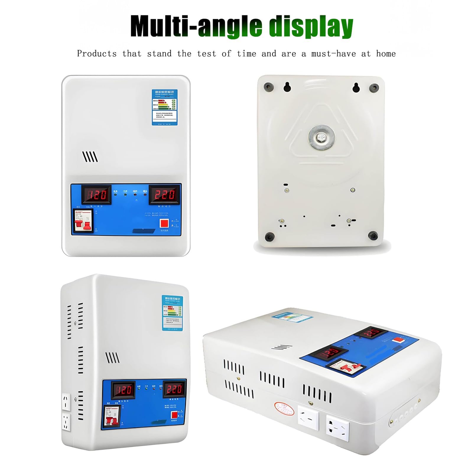 Estabilizador Automático De Tensión,Estabilizador Monofásico CA Fuente De Alimentación Montaje En Pared O En Plano, Alta Eficiencia Conversión 120V-270V Para Uso Doméstico, Regulador Voltaje