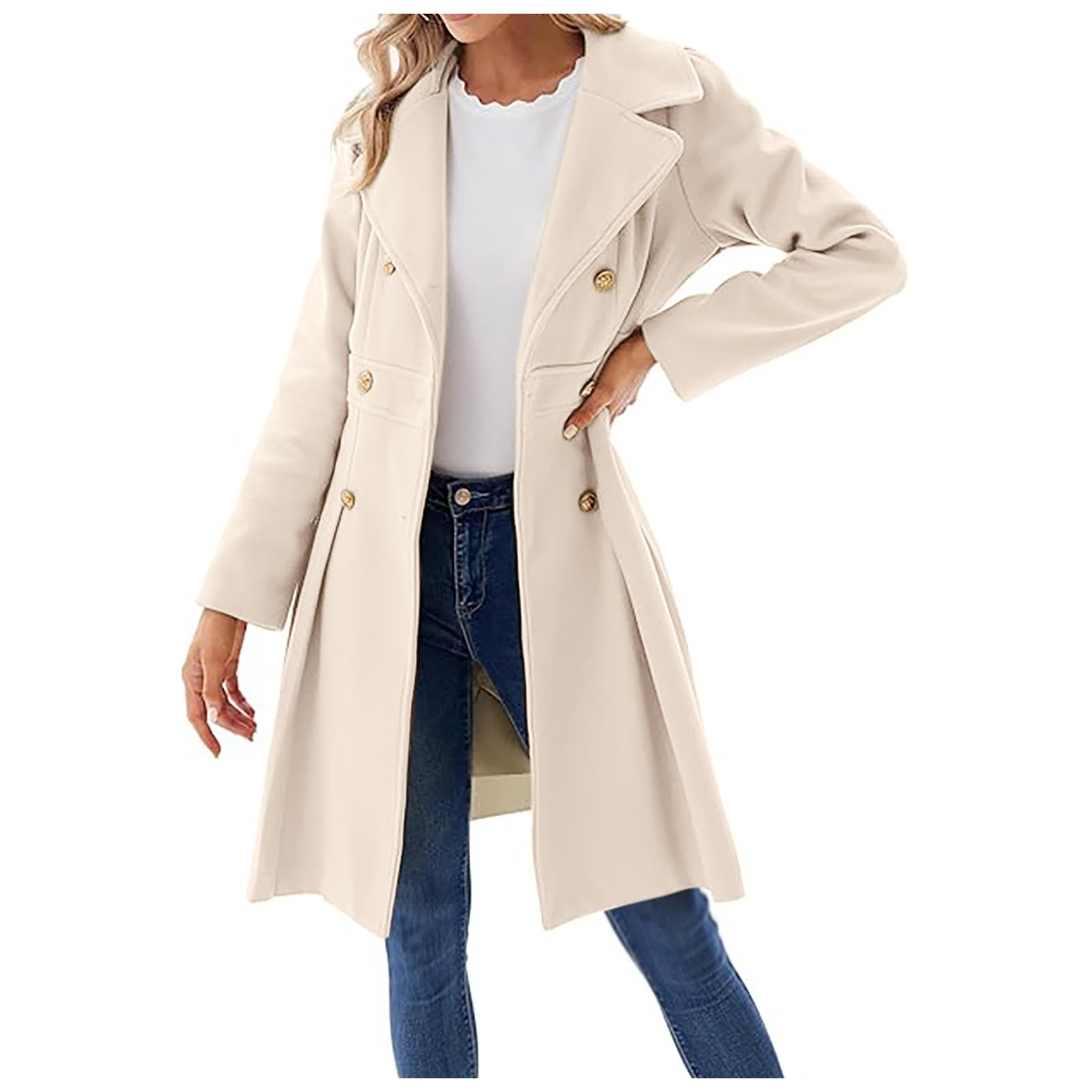 Blazer Femme Long Élégant - Veste Tailleur Fluide Col Rabattu - Automne Bureau