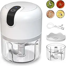 Mini Processador De Alimentos 3 Lâminas Elétrico Bivolt Usb Triturador De Alho Portátil Premium