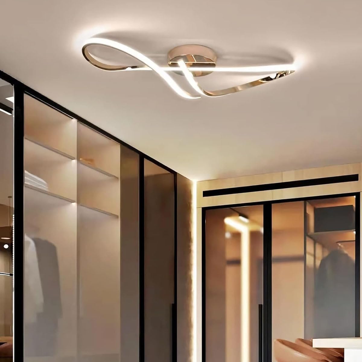 Modern LED Ceiling Light Dimmable Ceiling Lamp Living Room Bedroom Lamp with Remote Control Led Lighting for Living Room Bedroom Kitchen Dining Room Kitchen Balcony Hallway (Gold, L80cm) — image 1