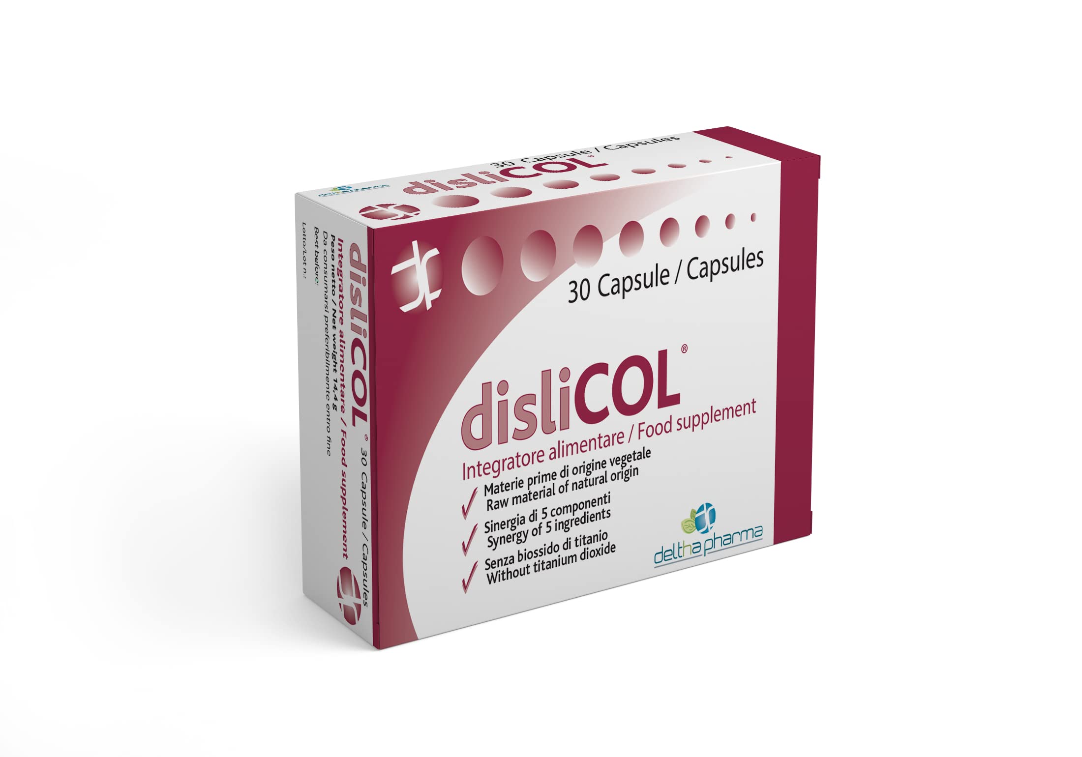 Dislicol Integratore Alimentare di Riso Rosso Fermentato (monacolina K), Policosanoli, Acido folico, Estratti di Carciofo e Poligonio (resveratrolo), utile per il controllo del colesterolo - 30 caps