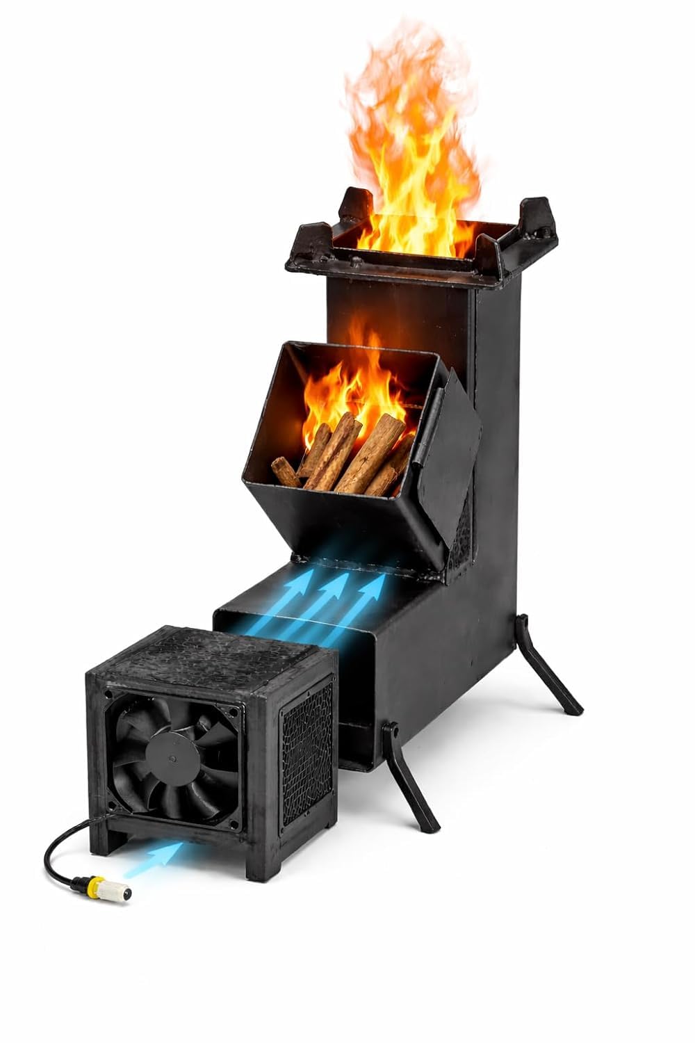 Portable Rocket chula with Air Blower Fan | Heavy Duty Biomass Wood Burning chula | Fuel Efficient Outdoor Cooking chula for Camping, Picnic & Emerge-picture-44
