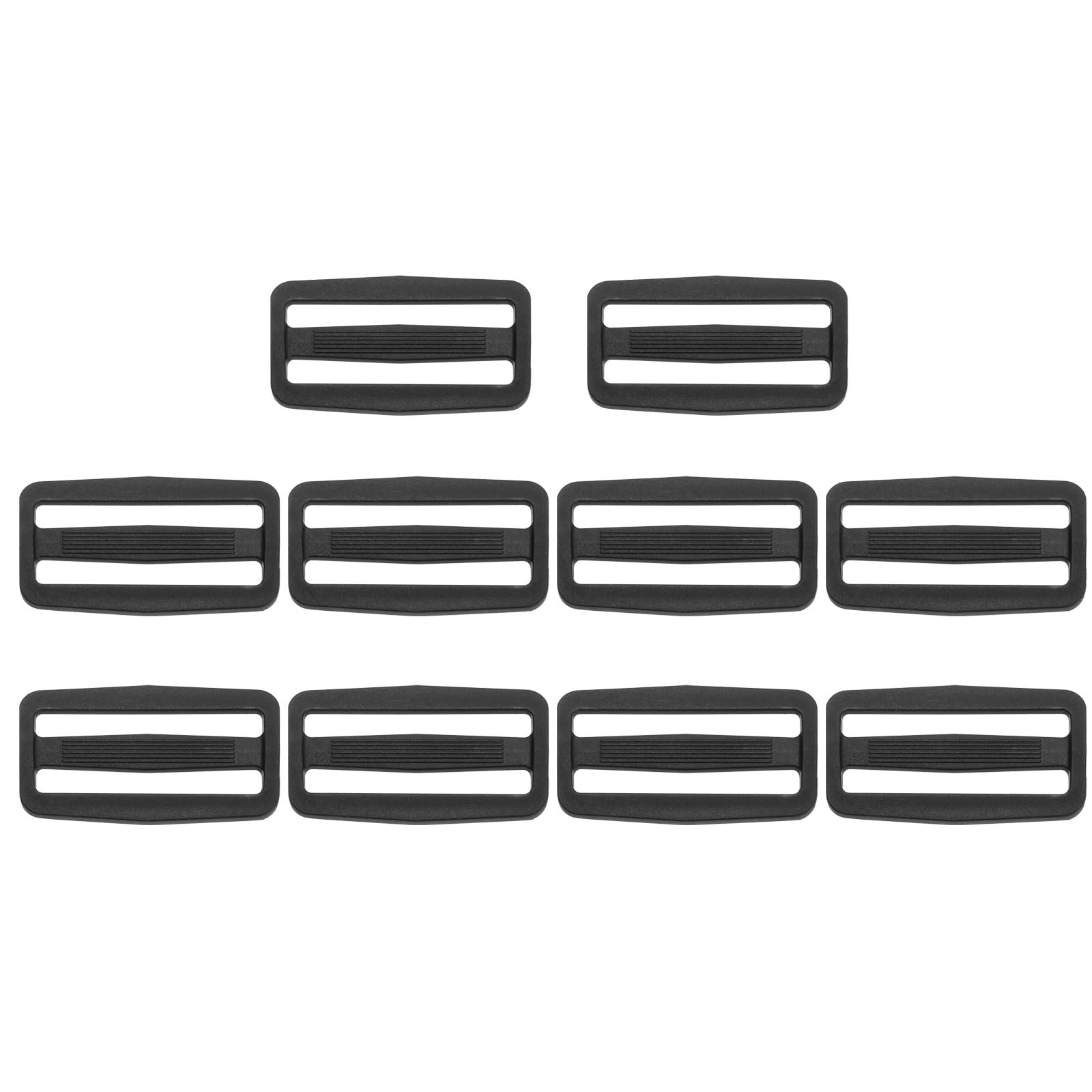 PATIKIL 38mm Tri-Glide Slide Buckles, 10 Pack Plastic Webbing Strap Fastener for Backpack Bag Belt Black