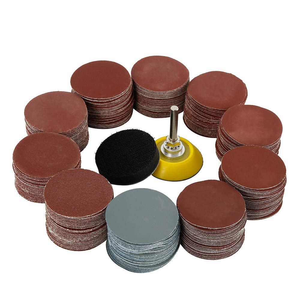 Papel de lija de 2 pulgadas 80/180/240/320/800/3000 Granos Juego de discos de lijado Almohadilla de lijado de bucle de 50 mm con vástago de 3 mm para pulir la herramienta de limpieza, 240PCS 60,3