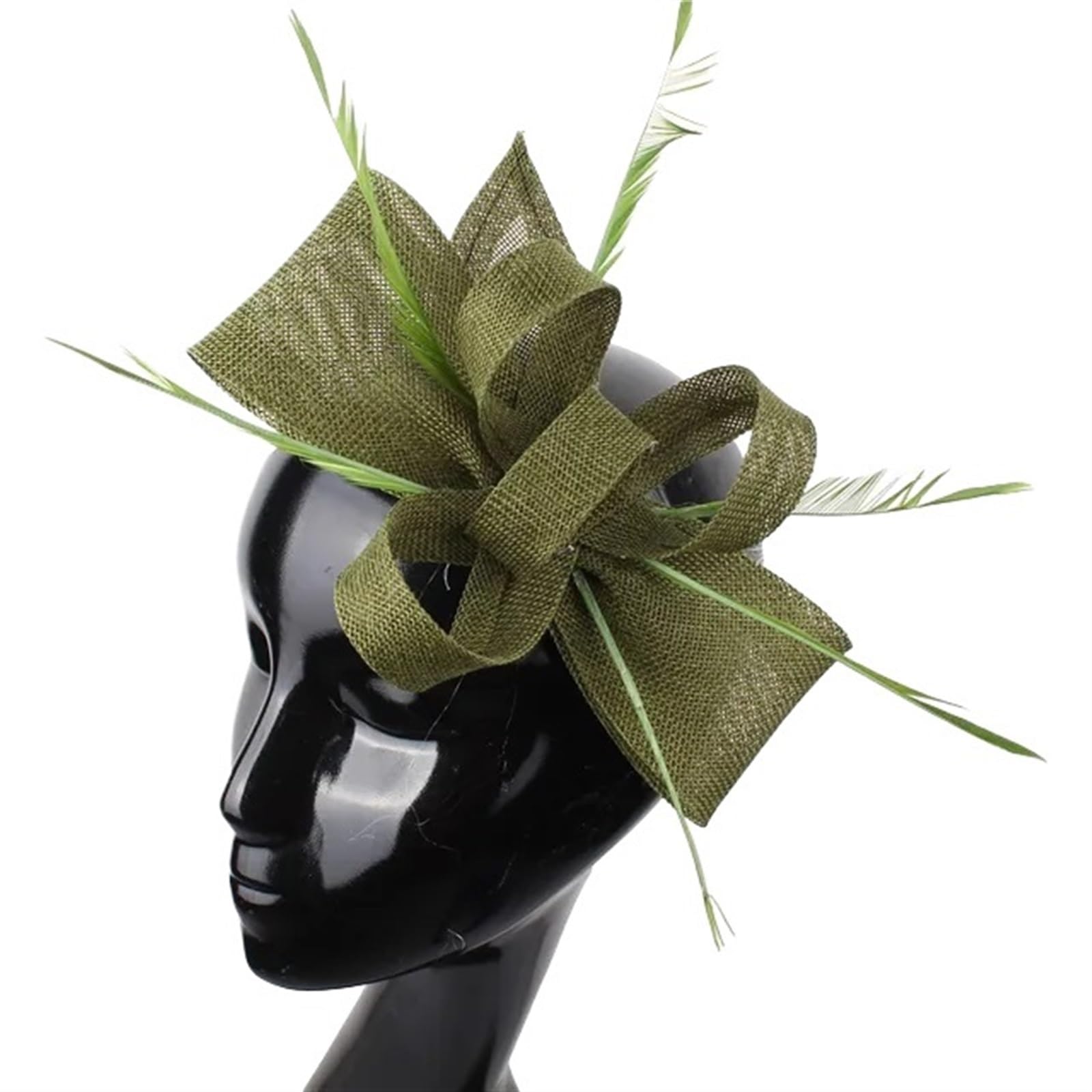 UALXPAO Wedding Hats Imitation Sinamay Wedding Headwear Bride Fascinator Hat Hair Pin With Fancy Feathers Accessories Ladies Headdress for Tea Party,Weddings(Green1)
