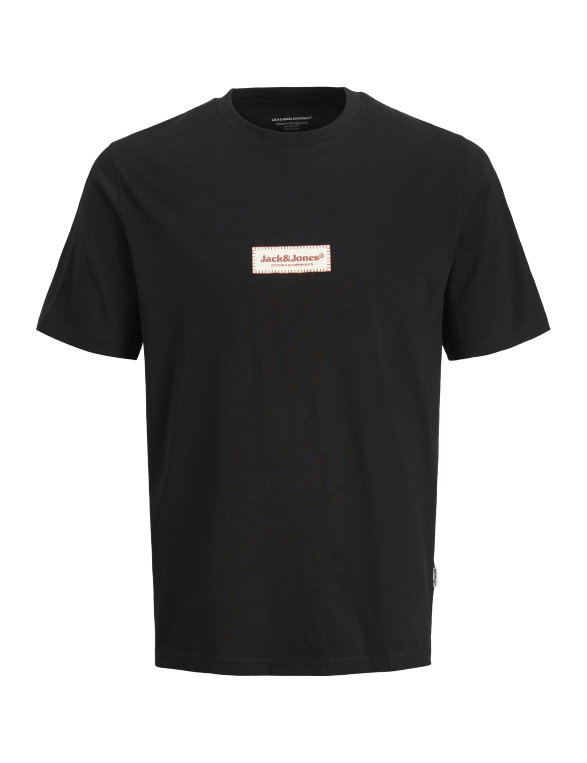 JACK & JONES Jorsplit Fakestitch Branding Tee SS Cn, Black, S