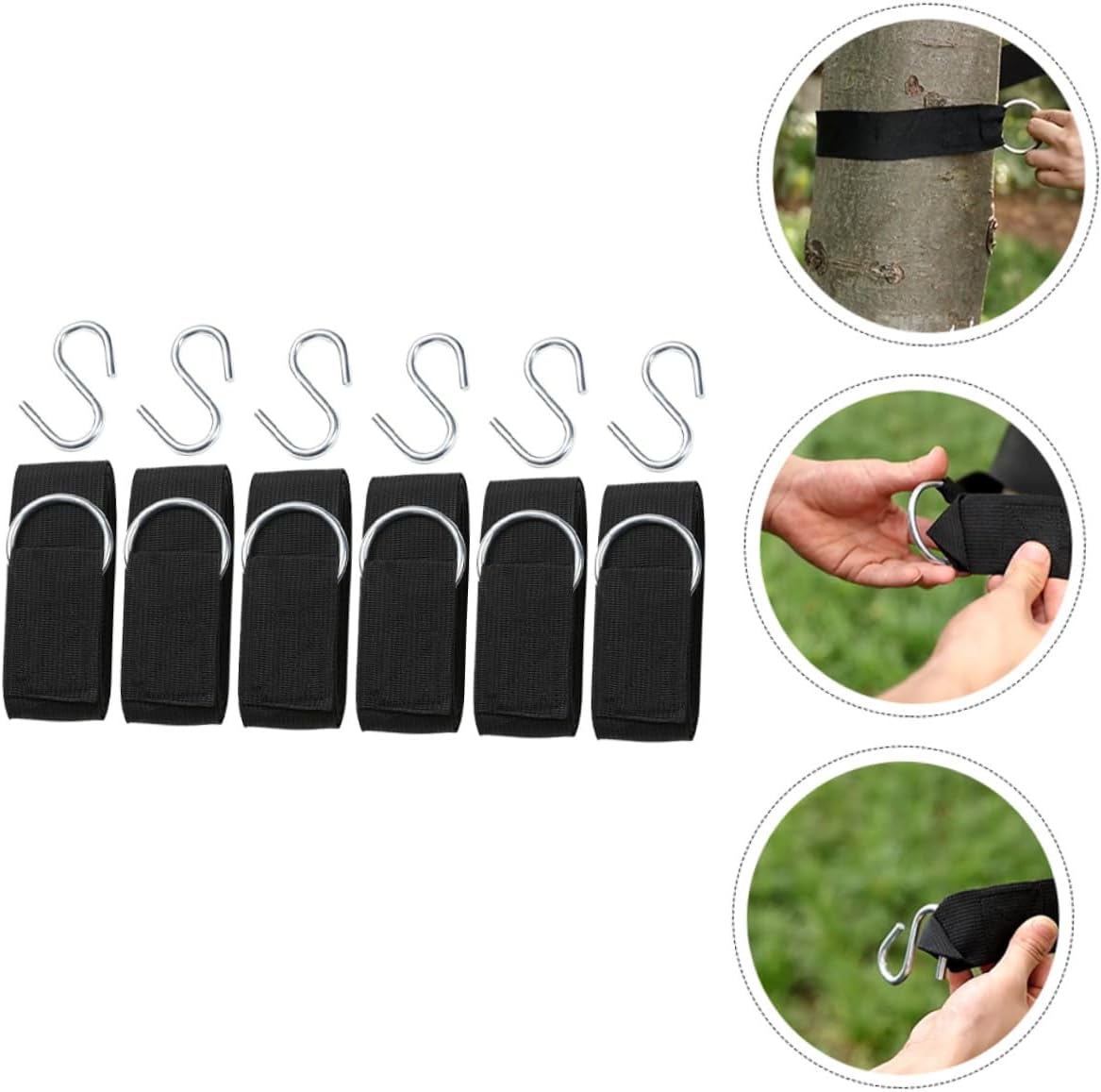 Gadpiparty 6pcs Adjustable Nylon Hammock Straps with S-Hooks Swing Hanging Kit for Outdoor Tree Swings and Hammocks Sturdy Reinforced Rope Set