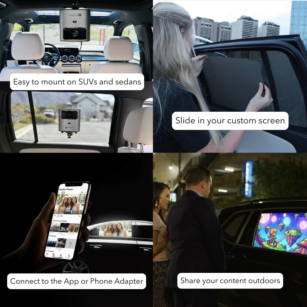 Pranos Hologlass- Car Window Display System (Rear Side Window-with Wired Adapter)
