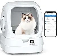 Mintakawa Caixa de areia automática para gatos autolimpante - Controle de aplicativo e monitoramento de peso - Ultra-silenciosa, adequada para gatos e gatinhos médios, caixa de areia segura