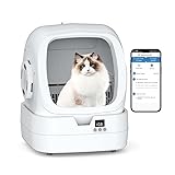 Automatic Cat Litter Box Self Cleaning - APP Control and Weight Monitoring - Ultra-Quiet, Suitable for Medium Cats and Kittens, Safe Anti-Pinch Litter Box (Assembly Required) - White