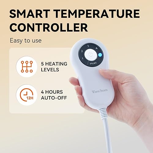 Miniatura 3 de Warm Storm Manta térmica eléctrica, manta eléctrica de sherpa y forro polar, manta de calentamiento rápido con 5 ajustes de calor 4 horas de apagado
