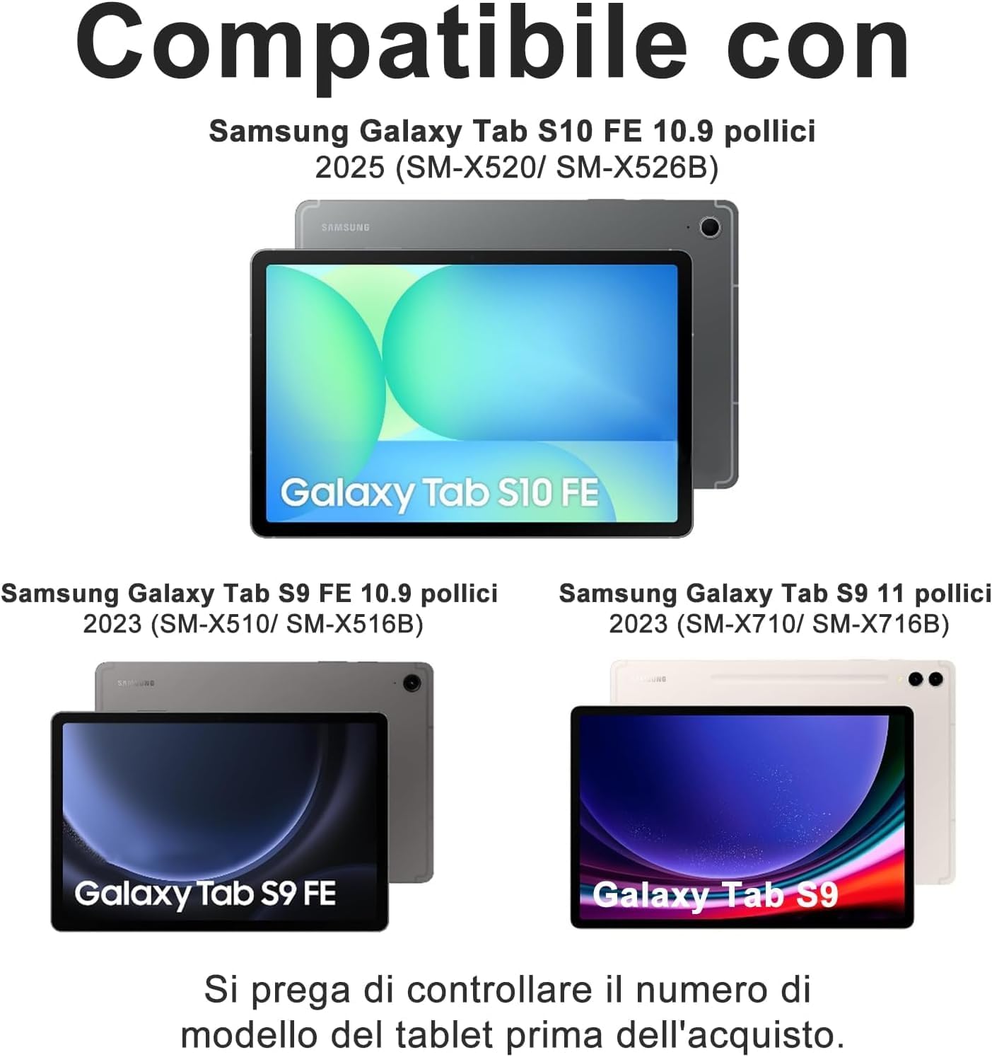 Occtingkind Custodia Tastiera con Trackpad per Samsung Galaxy Tab S10 FE/S9 FE/S9 10,9"/11"– Cover Tastiera Bluetooth Italiano USB-C per S10 FE 2025/S9 FE/S9 2023, Senza Retroilluminazione, Verde
