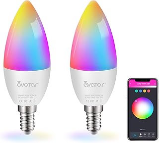 2 Pack E12 LED Light Bulb Work w/Google Siri Alexa Light Bulb 5W Type B Smart Bulb RGBCW 16 Million Color Changing Light Bulb 2.4G WiFi B11 Candelabra Bombillos Work w/Smart Life AvatarControls APP