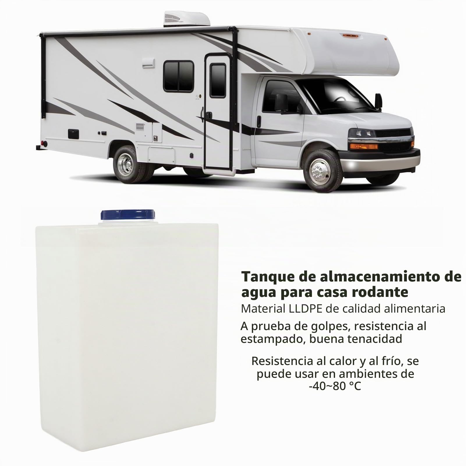 Tanque de Almacenamiento de Agua de RV de 10 Galones Resistente para el Uso de Agua Dulce con Resistencia Al Calor y frío: Ideal para Soluciones de Agua Dulce de Remolques, Botes y Yates de