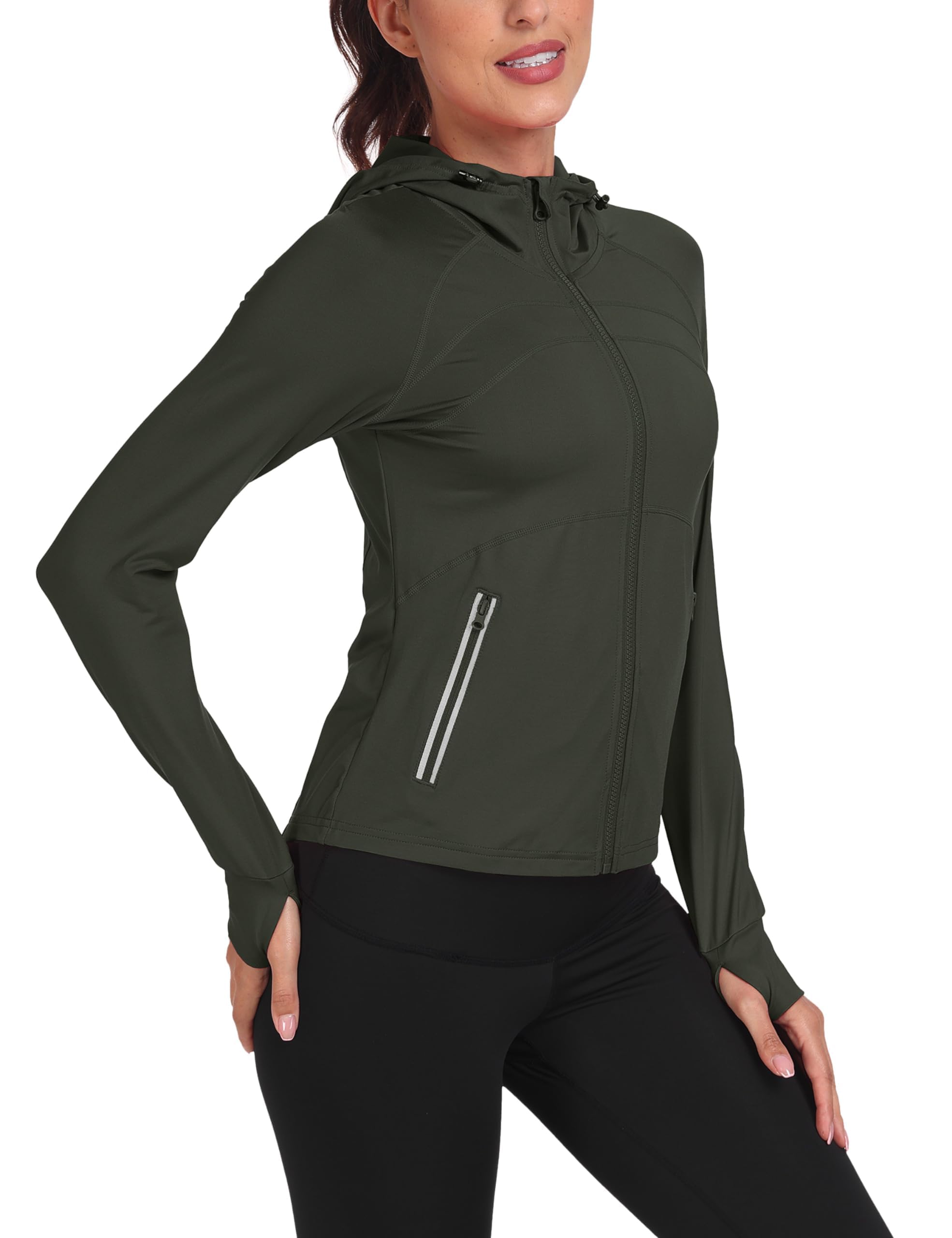 MoFiz Veste Sport Femme Veste Running Femme Polaire Chaude Veste Légère Sweat Zippé Capuche