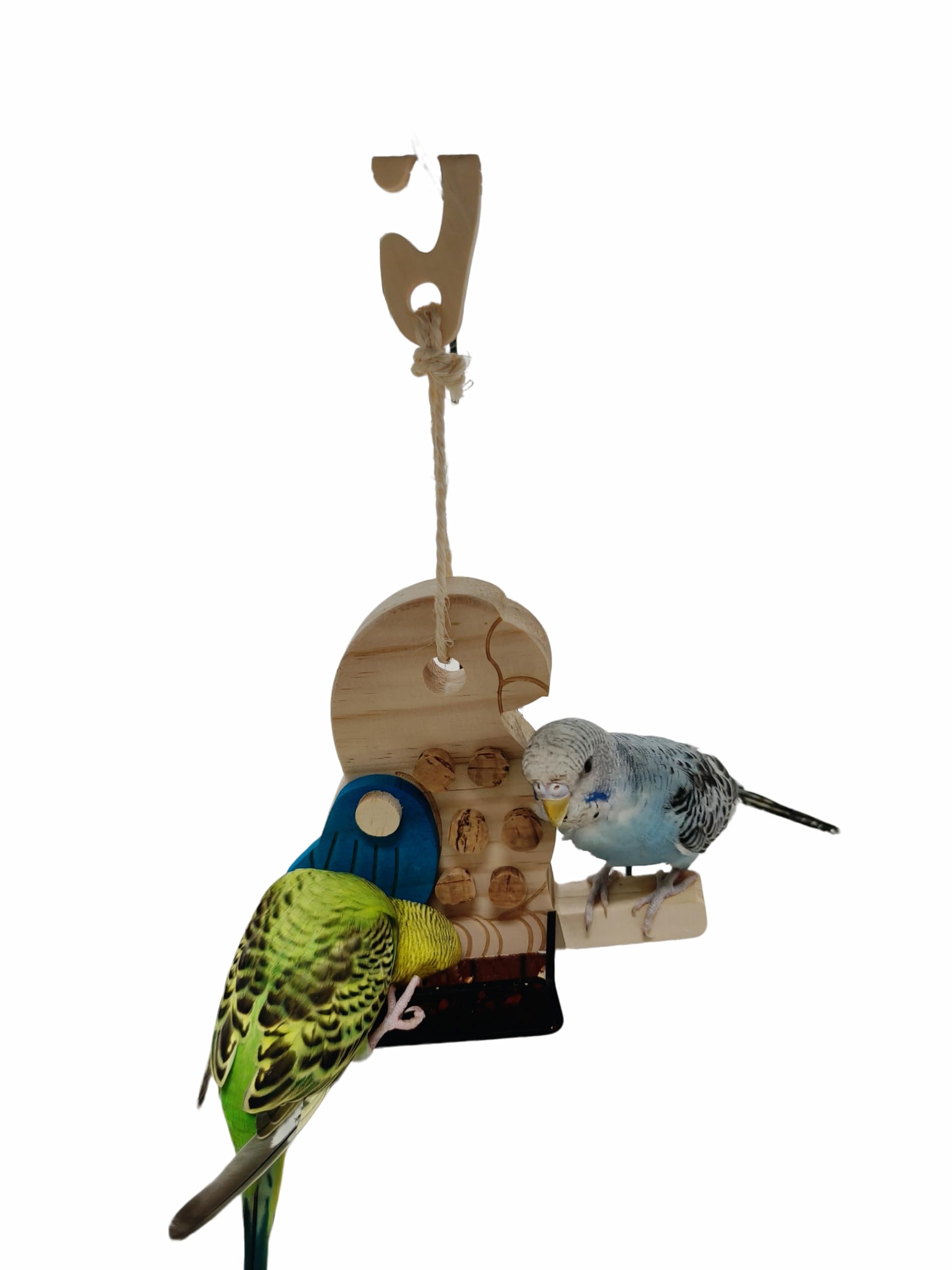 4-in-1 Wooden Parrot Foraging Toy, Natural Cork Puzzle Feeder with Teal Acrylic Bowl, Interactive Food Hiding Game for Conures and Cockatiels, Includes 12 Replacement Corks - image 4