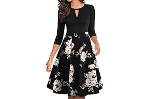 Women's Vintage Floral Flared A-Line Swing Party Dress with Pockets and Short Sleeve