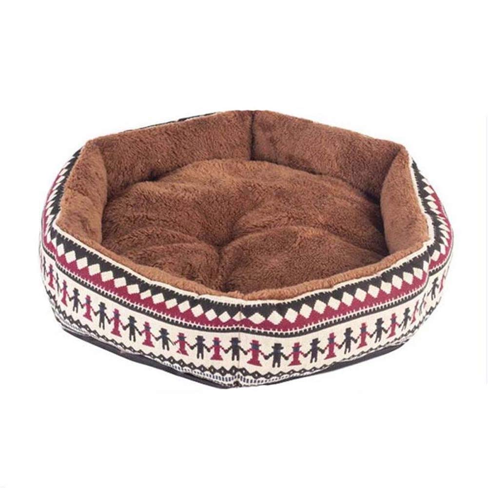 Maison du calme en peluche marron, lit de haute qualité pour caniche et chat de taille L