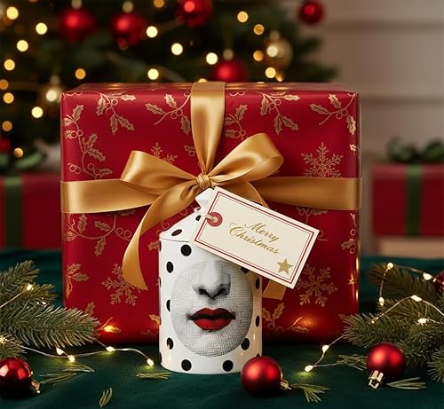 Miniatura 2 de AlphaDesignLuxe Portavelas italiano hecho a mano, jarrón de arte moderno con diseño de cara femenina, elegante tarro de aromaterapia para decoración