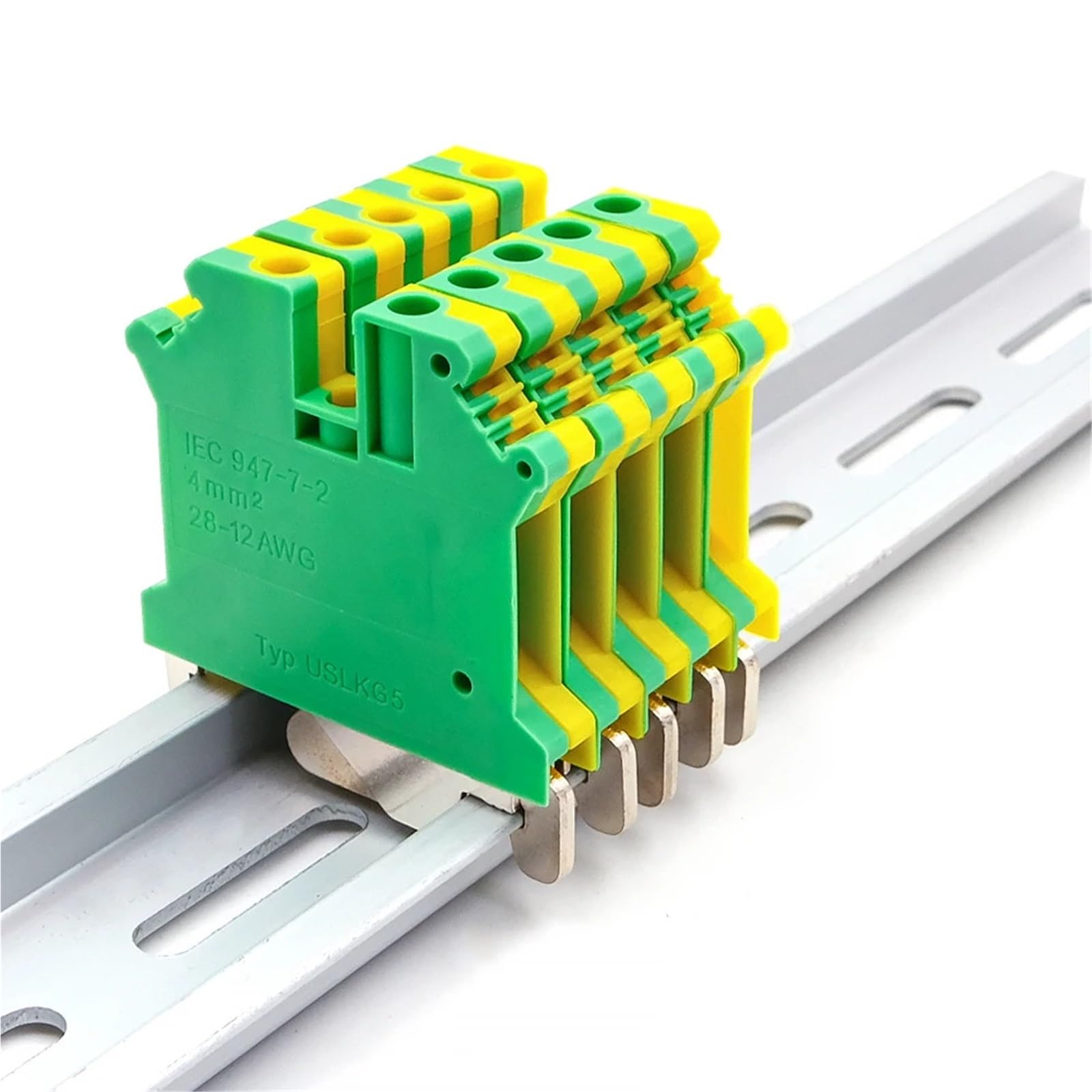 10 pezzi USLKG 5 morsettiera guida DIN con collegamento a vite di messa a terra 500 V 41 A conduttore elettrico