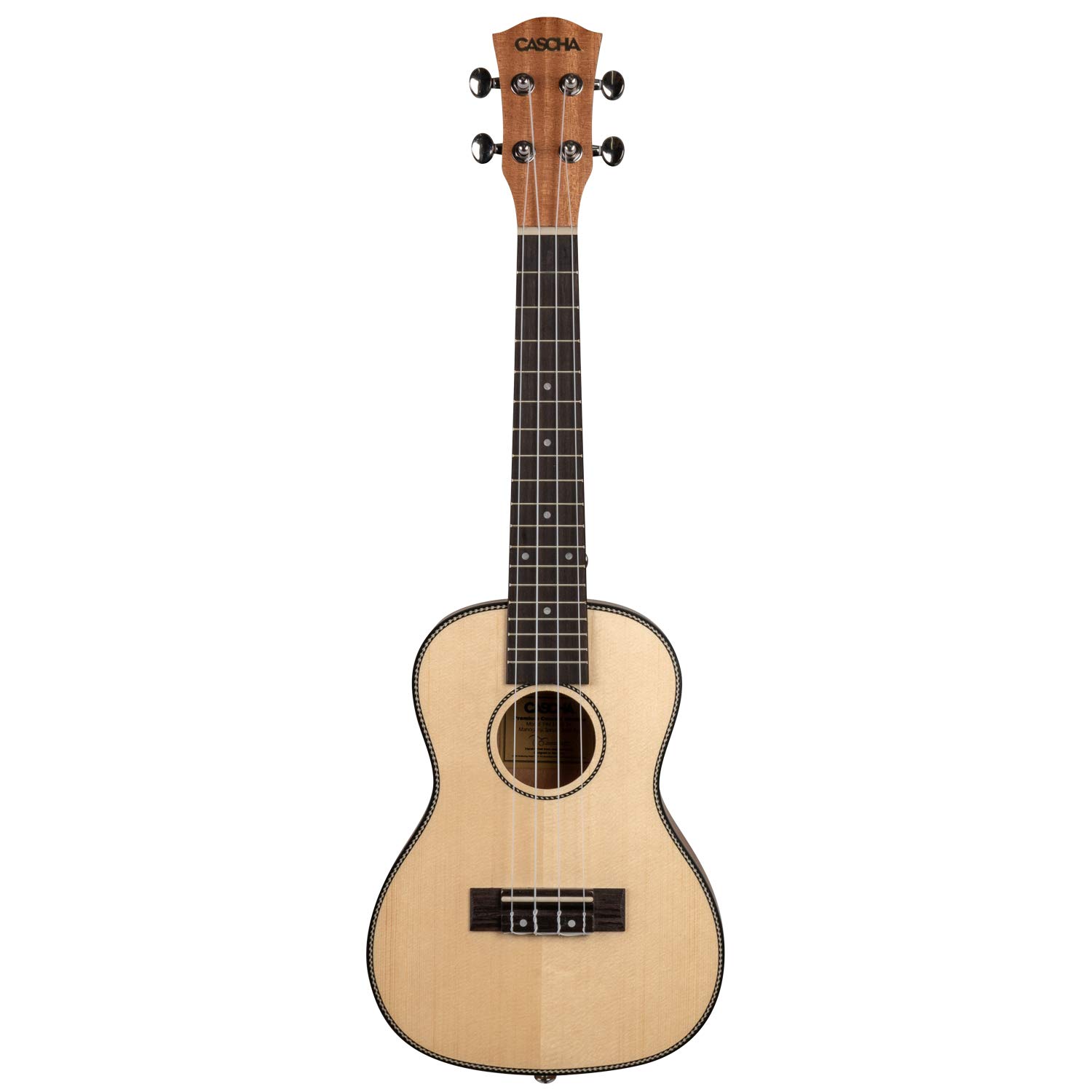 CASCHA Konzert Ukulele, Massive Fichtendecke, Solid Top, Hawaii Gitarre Starter Lern Set mit Zubehör, Aquila-Saiten, Anfänger Buch, Tasche, Stimmgerät und 3 Plektren