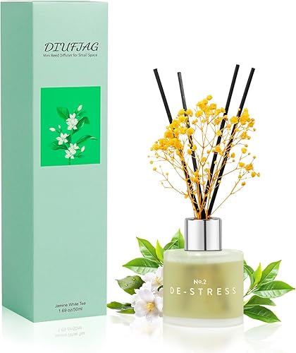 Miniatura 9 de Freesia Gardenia Difusor de aroma, difusor de varillas de 3.4 onzas con flores secas para baño en lugares pequeños, dura hasta 60 días