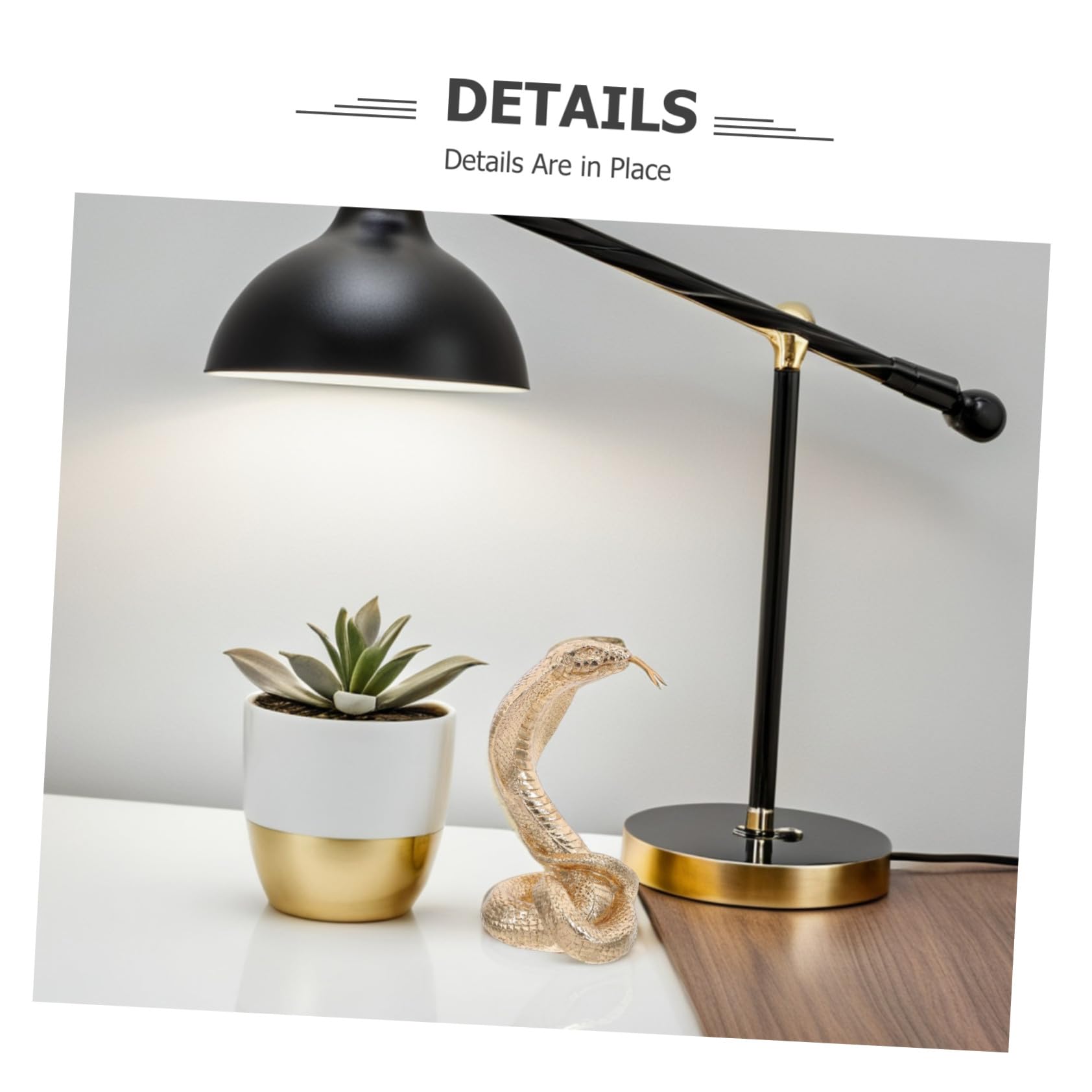 Generic Posąg kobry z żywicy złota figurka zwierzątko na Feng Shui dekoracje biurowe Lucky Snake figurka kolekcjonerska dekoracja wewnątrz i na zewnątrz