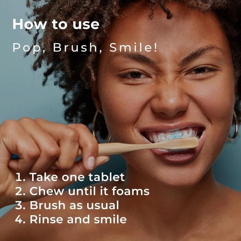 Bristlo Mint Toothpaste Tabs, Nano-Hydroxyapatite (nHa) for Natural Whitening | Dentifresh & Unpaste Tablets | Sustainable & Plastic Free | Small Tabs for Big Impact, Pop, Brush, Smile! - 64 Tablets