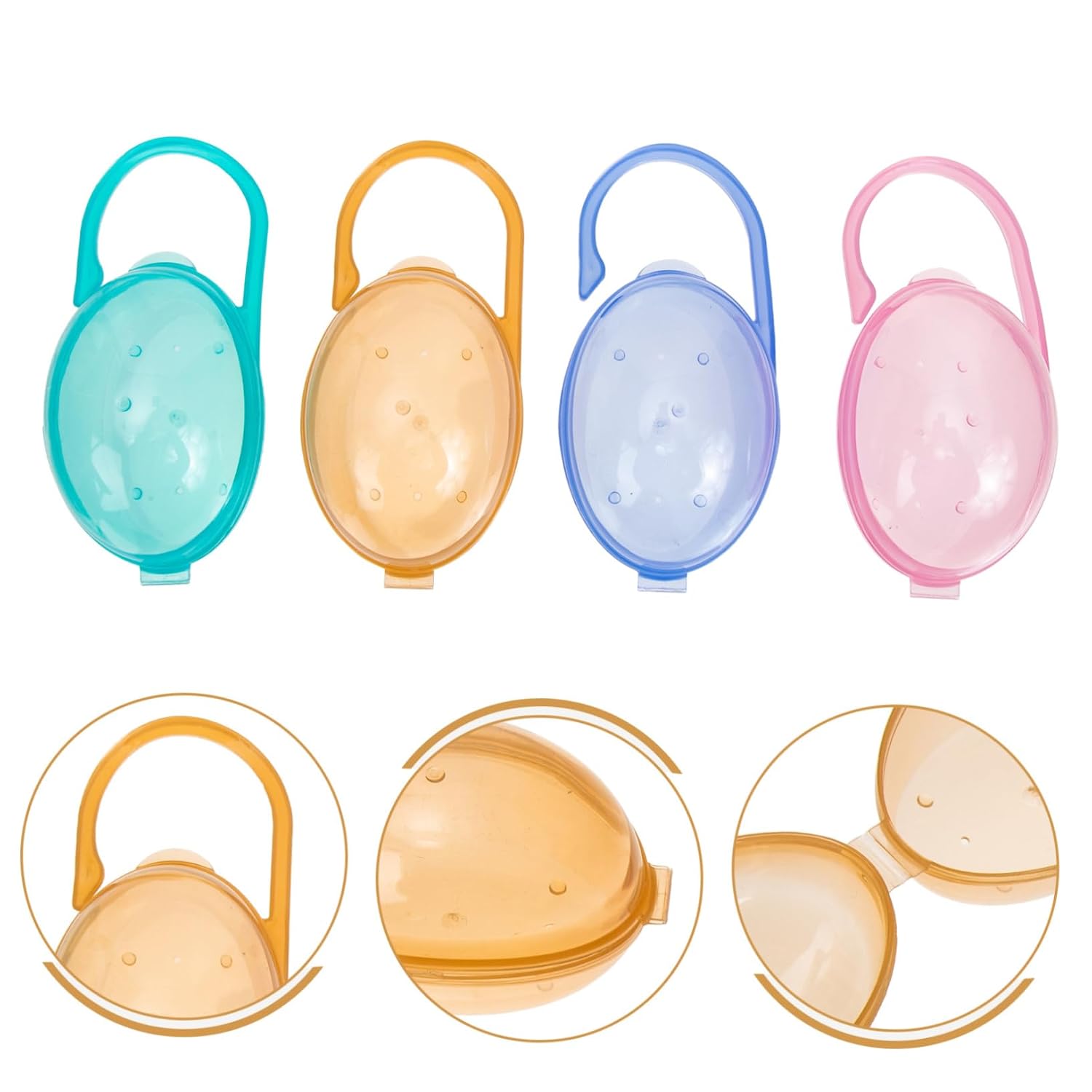 VICASKY 8pcs Pacifier Case Plastic Holder Handle Convenient Pacifier Storage Box for Easy to Clean and Items