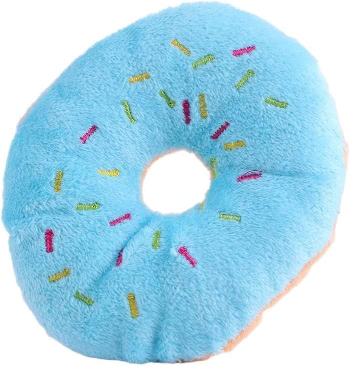 Dwang 1PCS Donut Shape Plush Blue Pet Toy,Lovely Donut Shaped Squeaky Squeaking Sound Toy for Pet Chew Dog Blueberry Squeaky Plush Dog Toy Chew Guard Technology - Image 2