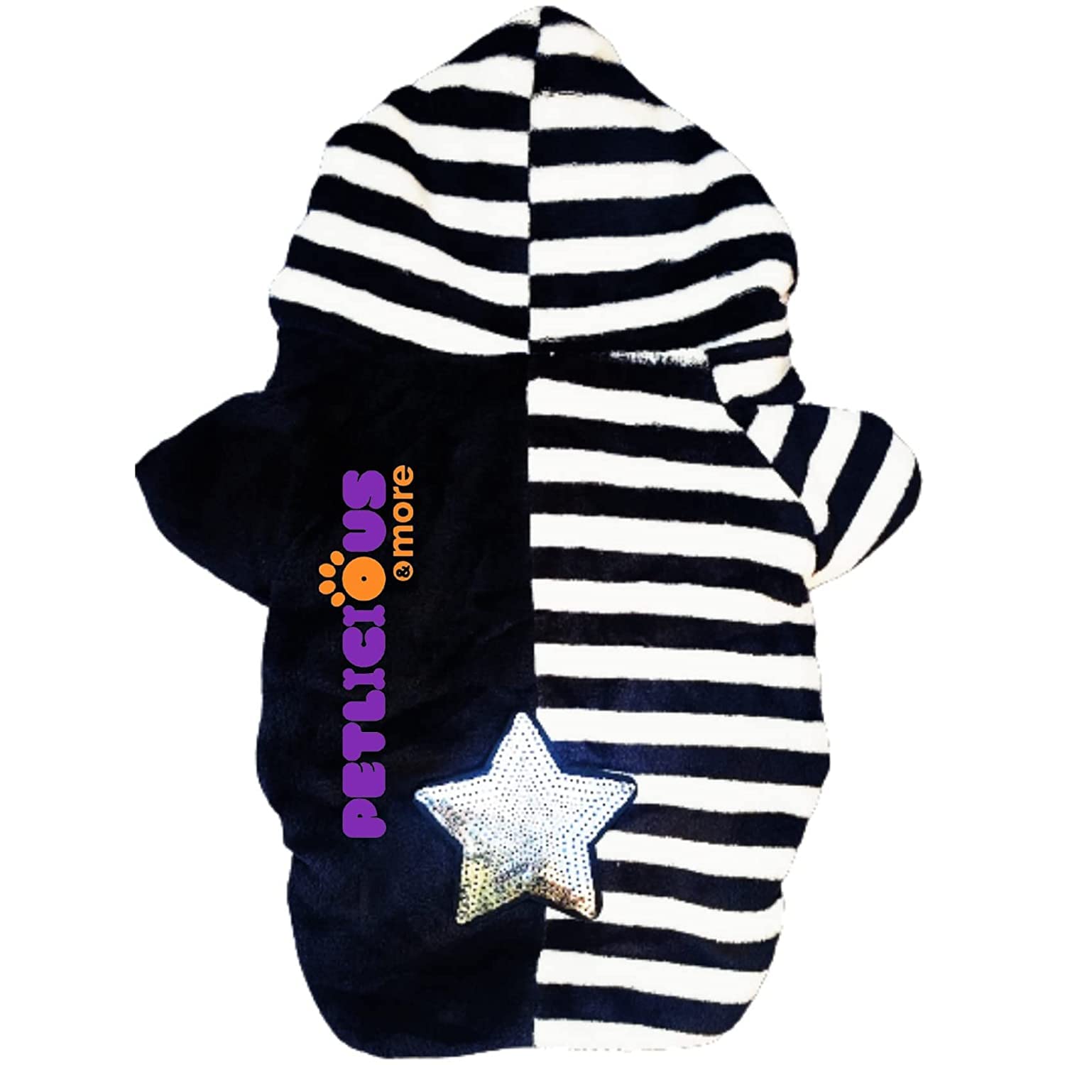 Petlicious & More® Design - Star Dogs Winter Hoodie for Dogs, Soft Fleece Puppy Clothes Doggie Shirt Winter Outfits Sweatshirt for Small Dogs, Puppies & Cats (Size - 14 Inches, Color - Black) 1