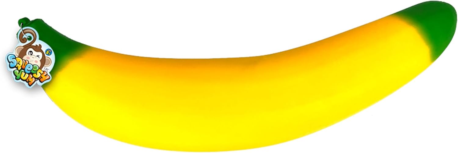 JA-RU Stretchy Banana Toy (1 Pack) – Sand-Filled Squishy Banana Stress Toy for Kids, Fruit Squishies, Stretchy Fidget Toy for Stress Relief, Party Favors & Goodie Bag Stuffers. 1-3340-1p