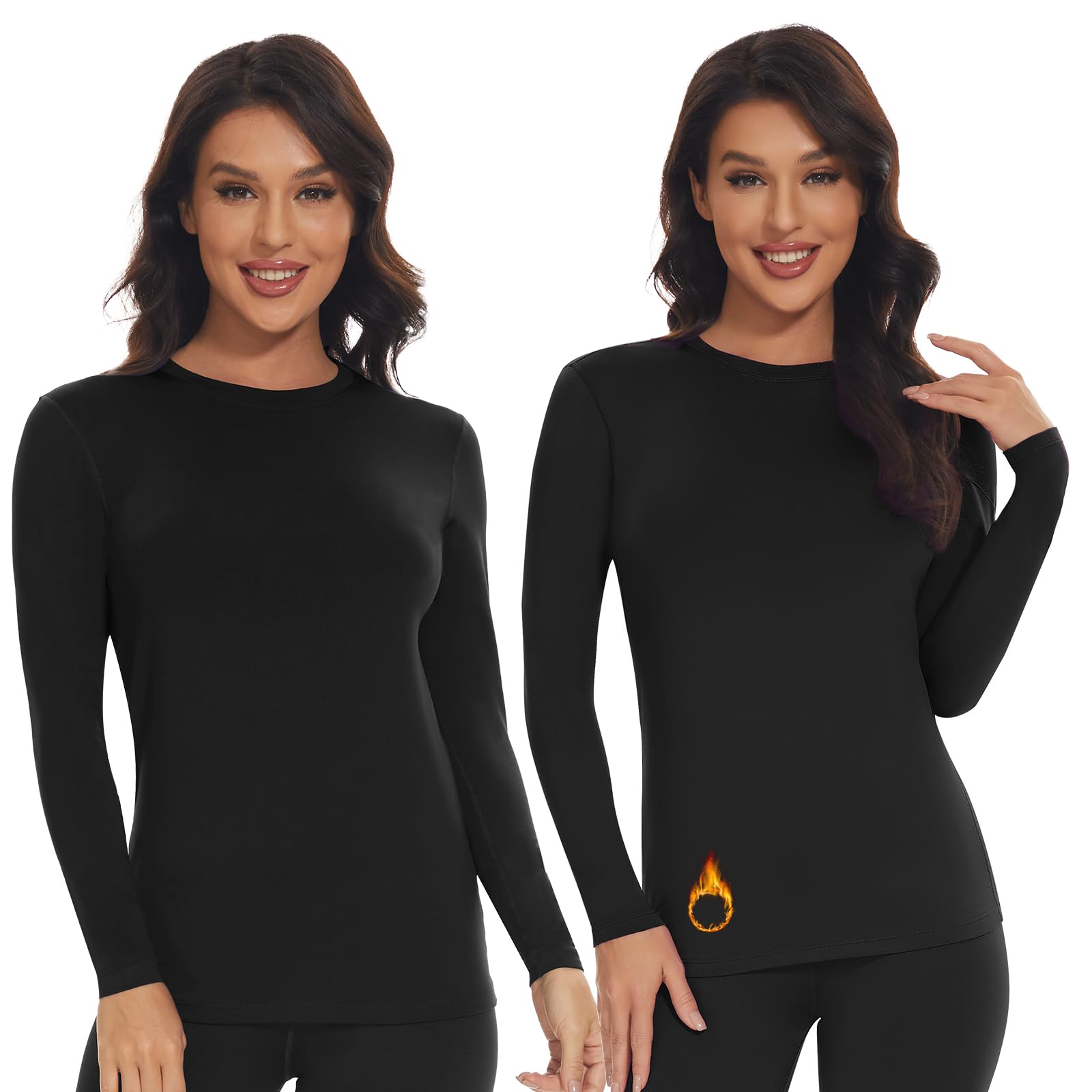 SIMIYA Thermoshirt Damen Langarm Unterwäsche Winter mit Innenfleece | |4-Wege-Stretch|Satmungsaktiv, schnellrocknend| körpernah|Flache Nähte|Ideal für Winter|Alltag & Outdoor
