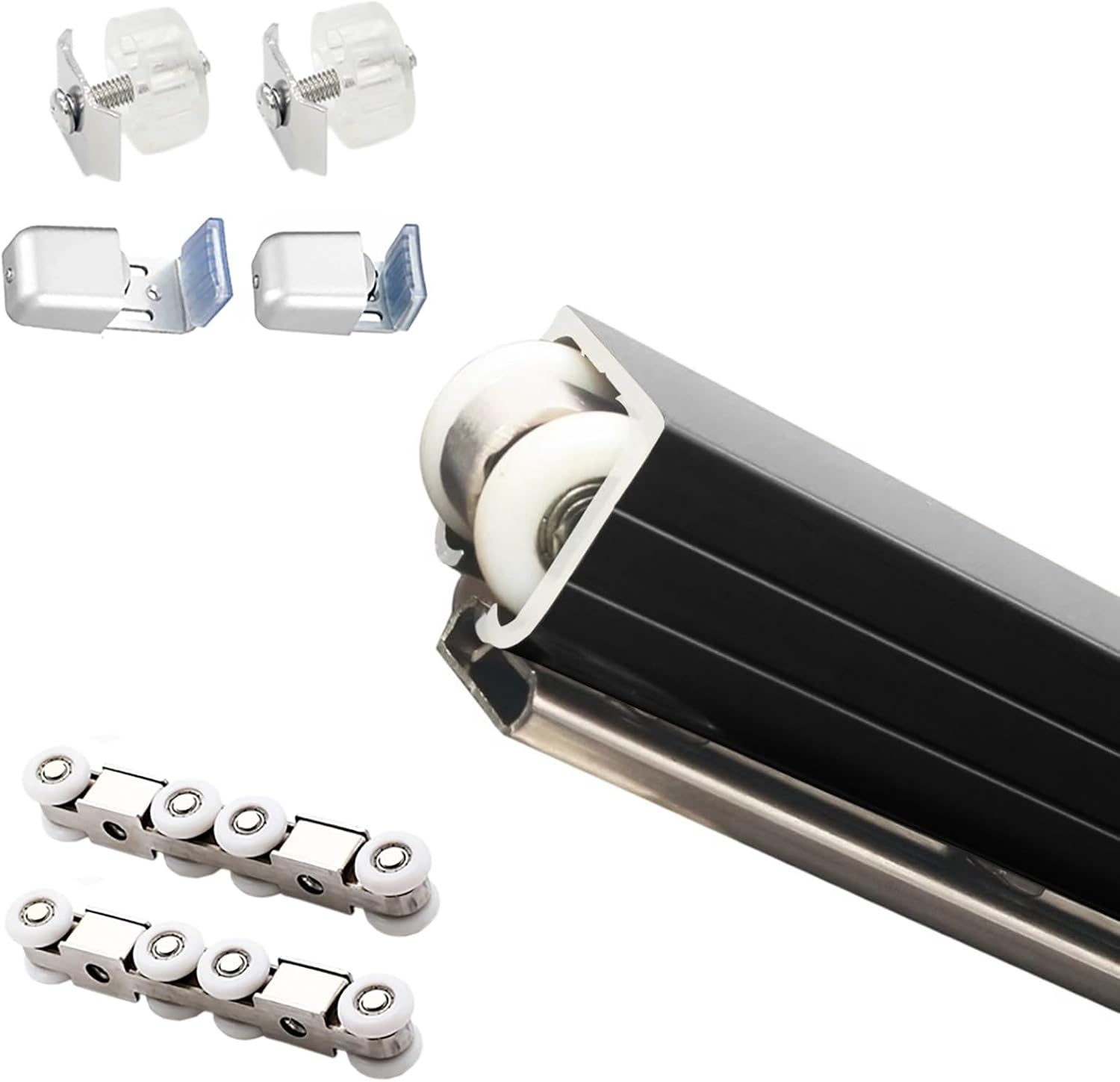 Heavy Closet Door Track Kit, Aluminum Bypass Door Track Fits 1 1/52