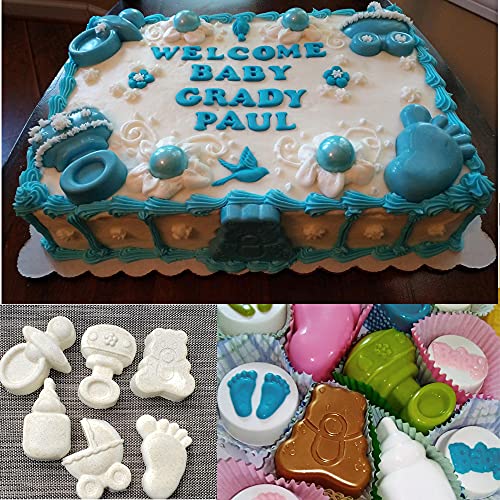 2 Pack Cute Baby Silicone Molds, 3D Baby Shower Themed Baking Mould, Cake Decorating Tools For Chocolate, Soap, Sugar Craft, Candy, Cupcake Topper, Polymer Clay #TOP5