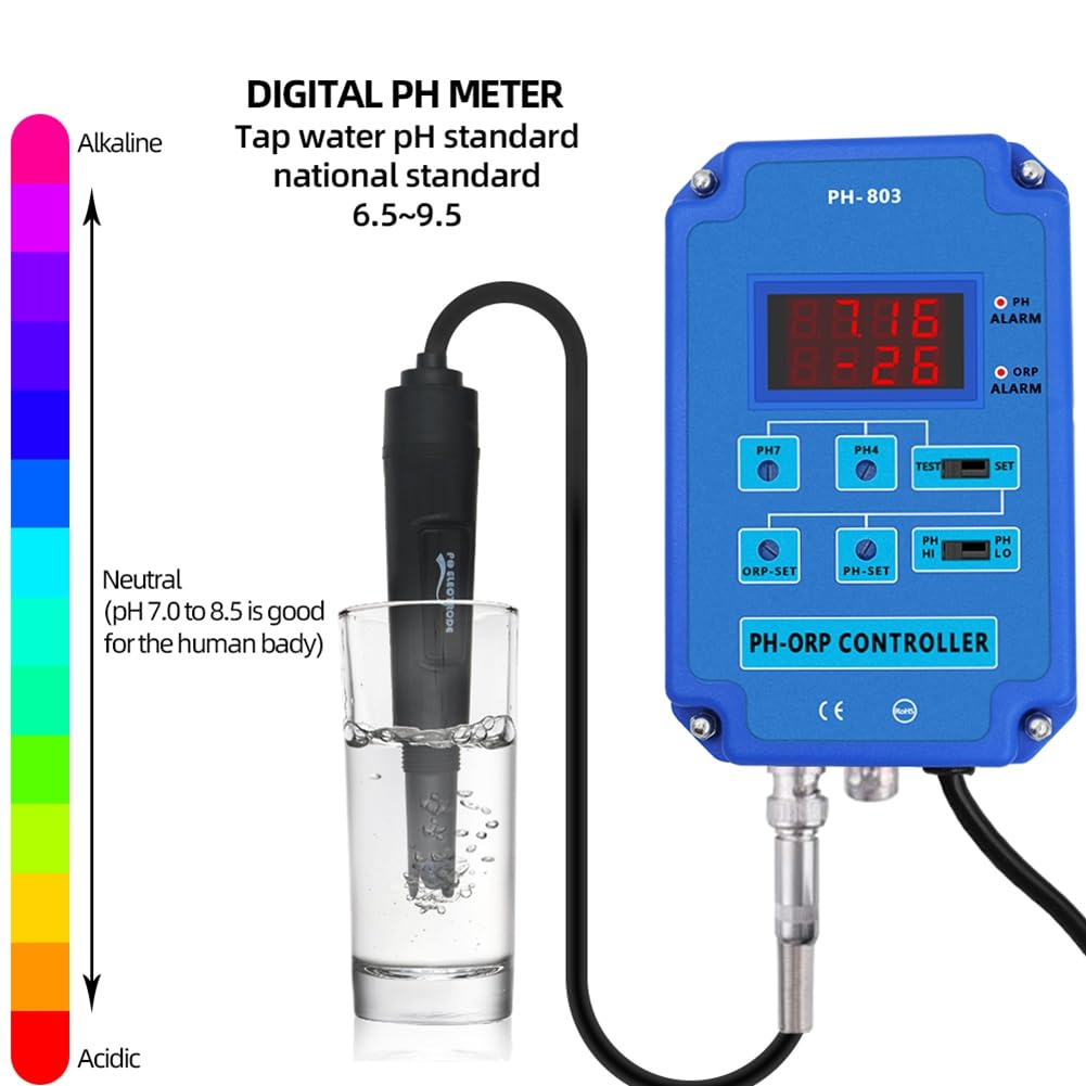 Monitor Digital 2 y 1 PH ORP Controlador Redox con Relé de Potencia de Salida para Acuario Planta HidropóNica Piscina Spa Enchufe de la UE