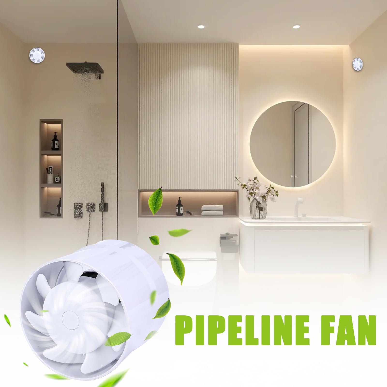 Extracteur d'air silencieux 100mm, 12W/130m³, ventilateur axial économe en énergie, pour bain, WC, tente, garage, cuisine, toilette