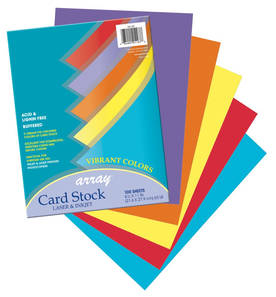 Pacon Card Stock, Vibrant Assortment, 5 Colors, 8-1/2" x 11", 100 Sheets - Image 2