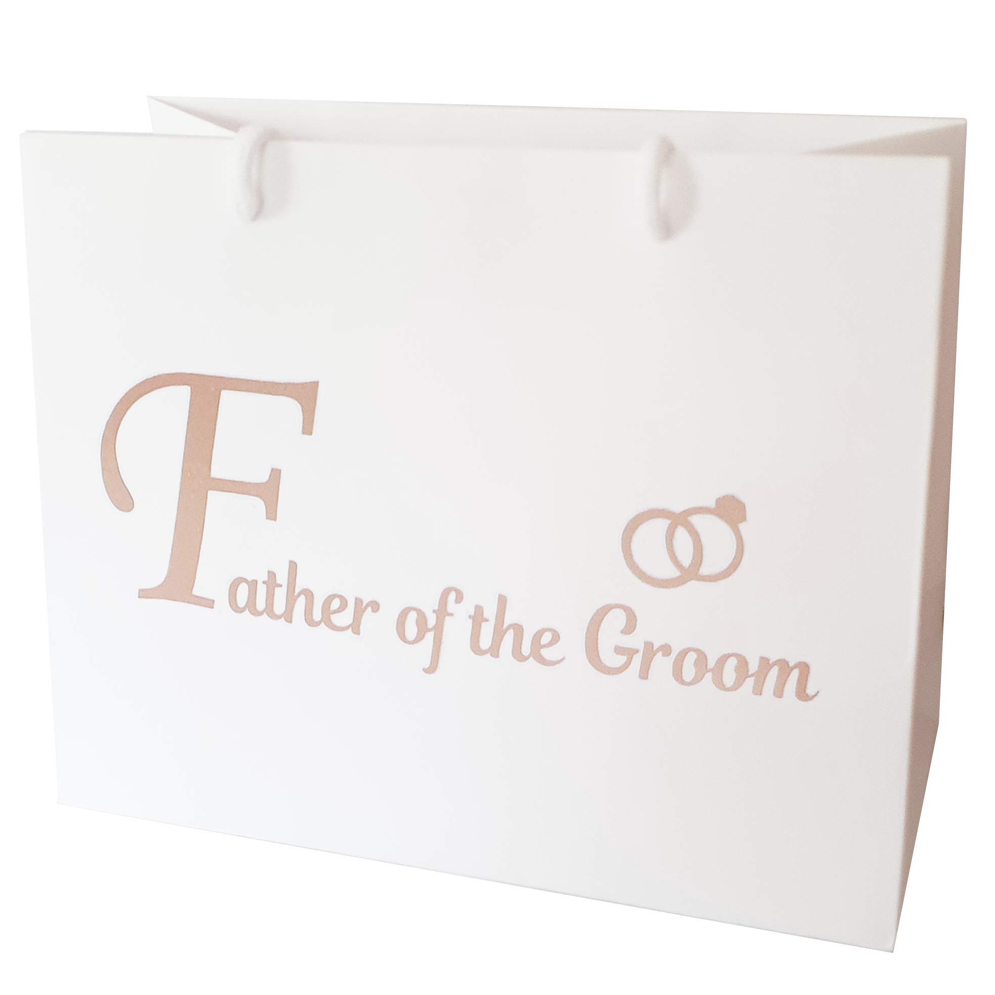 Medium Wedding Gift Bags - White and Copper Gold Gift Bag with Rope Handles and Tissue Paper - Favours (Father of The Groom)