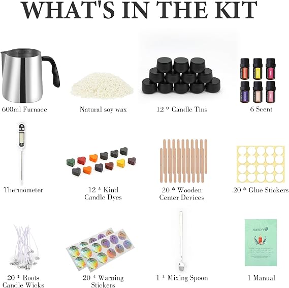 SAEUYVB Candle Making Kit,DIY Starter Soy Candle Making Kit for Adults