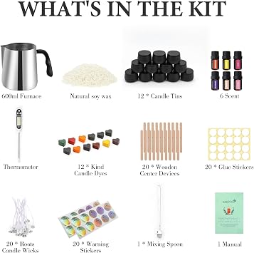 SAEUYVB Candle Making Kit,DIY Starter Soy Candle Making Kit for Adults
