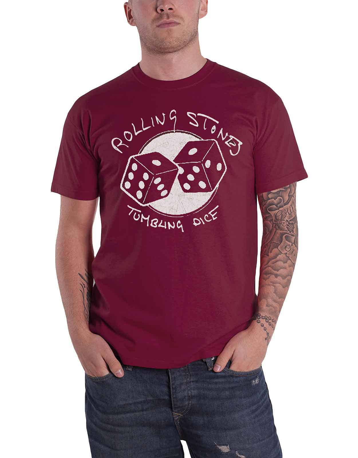 Rolling Stones The T Shirt Tumbling Dice Band Logo Official Maroon Red L